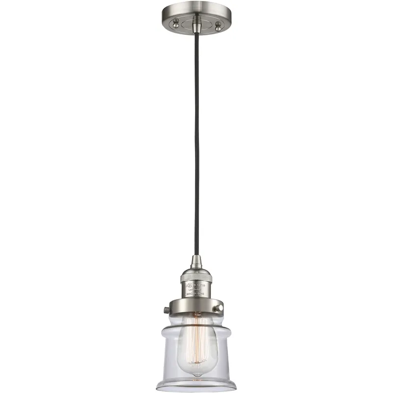 Franklin Restoration Canton 1 Light 6 inch Brushed Satin Nickel Mini Pendant Ceiling Light in Incandescent, Clear, Franklin Restoration