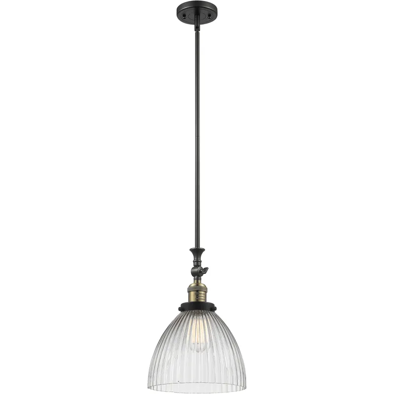 Franklin Restoration Seneca Falls 1 Light 9.5 inch Black Antique Brass Mini Pendant Ceiling Light in Incandescent, Franklin Restoration