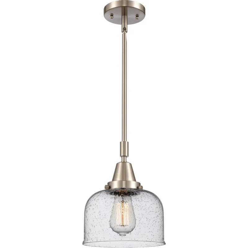Franklin Restoration X-Large Bell LED 12 inch Brushed Satin Nickel Mini Pendant Ceiling Light in Seedy Glass