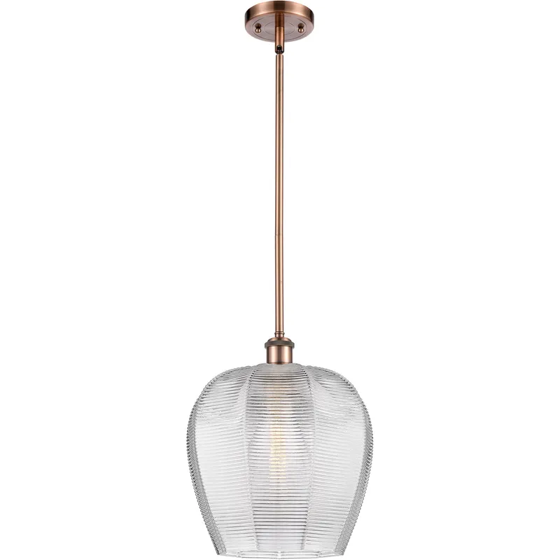 Ballston Norfolk 1 Light 12 inch Antique Copper Mini Pendant Ceiling Light in Clear Glass