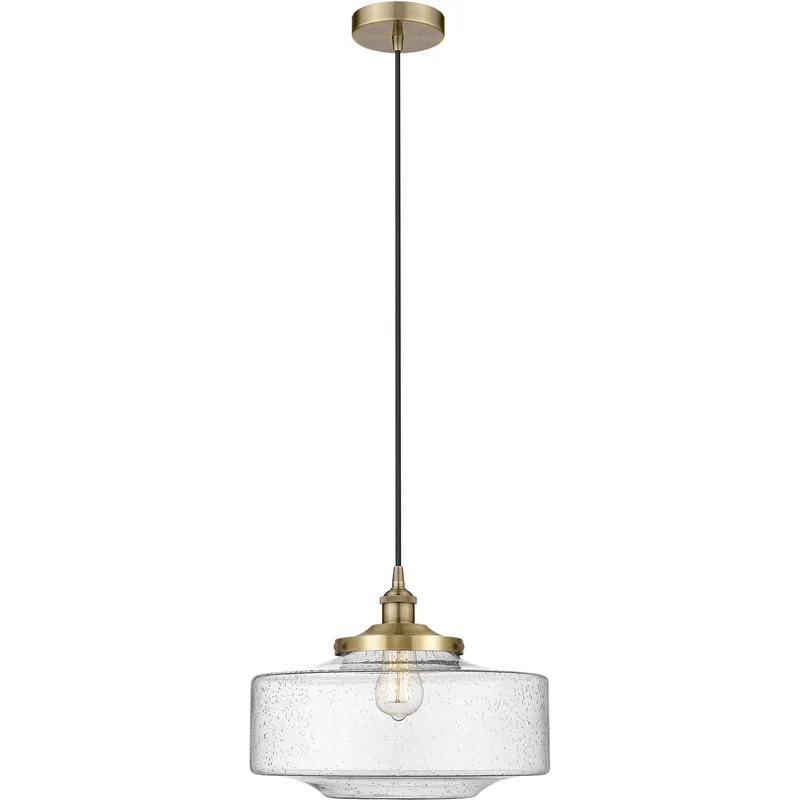 Bridgeton 1 Light 16 inch Antique Brass Mini Pendant Ceiling Light in Seedy Glass
