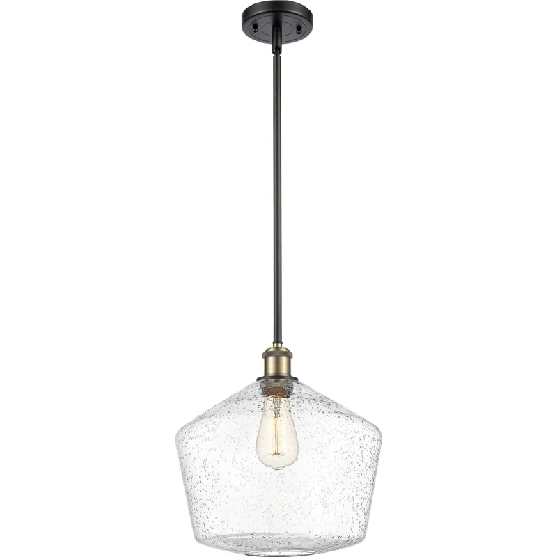 Ballston Cindyrella 1 Light 12 inch Black Antique Brass Mini Pendant Ceiling Light in Incandescent, Seedy Glass