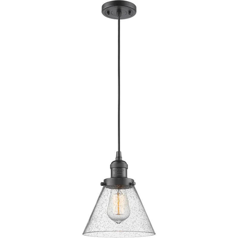 Franklin Restoration Cone 1 Light 8 inch Oil Rubbed Bronze Mini Pendant Ceiling Light in Incandescent, Seedy, Franklin Restoration