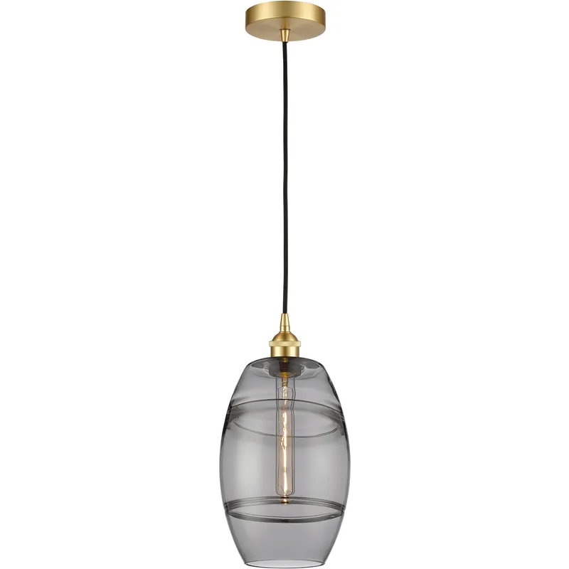 Edison Vaz 1 Light 8 inch Satin Gold Cord Hung Mini Pendant Ceiling Light