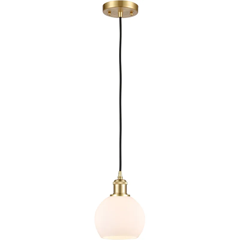 Ballston Athens 1 Light 6 inch Satin Gold Mini Pendant Ceiling Light in Matte White Glass