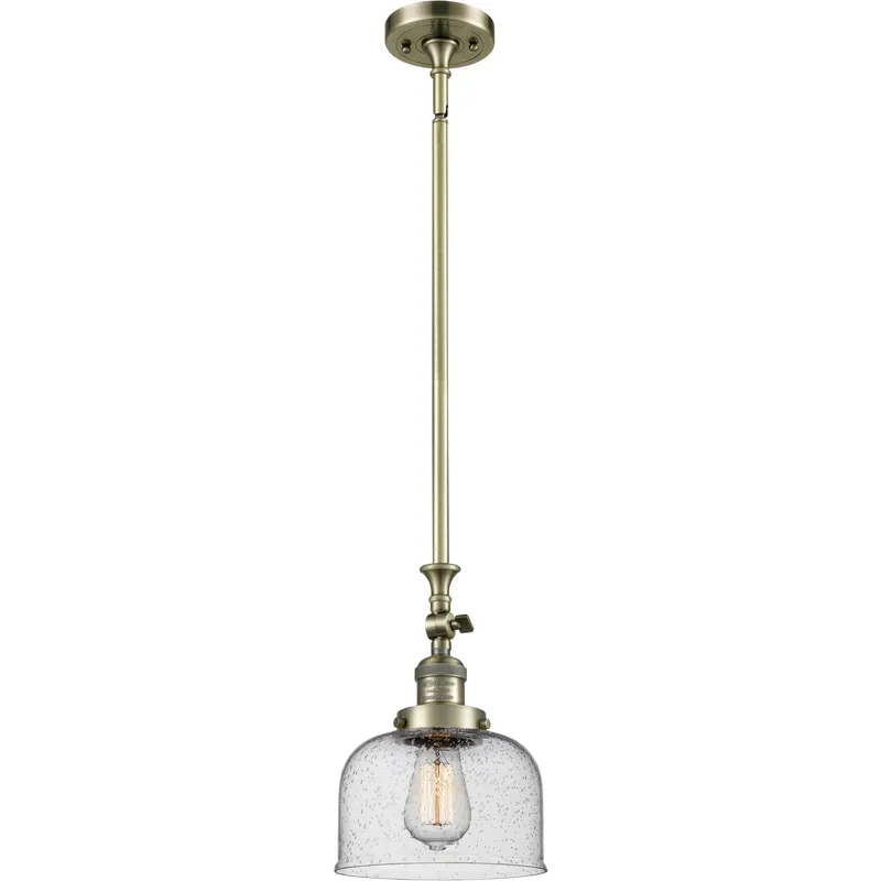 Franklin Restoration Bell 1 Light 8 inch Antique Brass Mini Pendant Ceiling Light in Incandescent, Seedy, Franklin Restoration