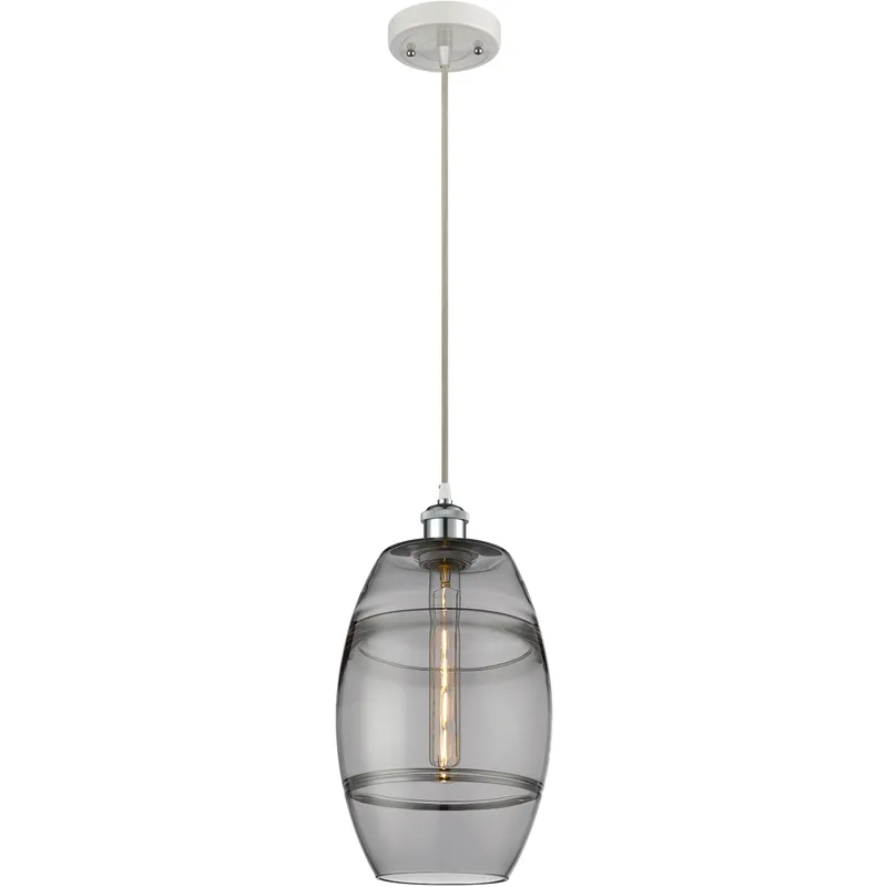 Ballston Vaz 1 Light 8 inch White Polished Chrome Cord Hung Mini Pendant Ceiling Light