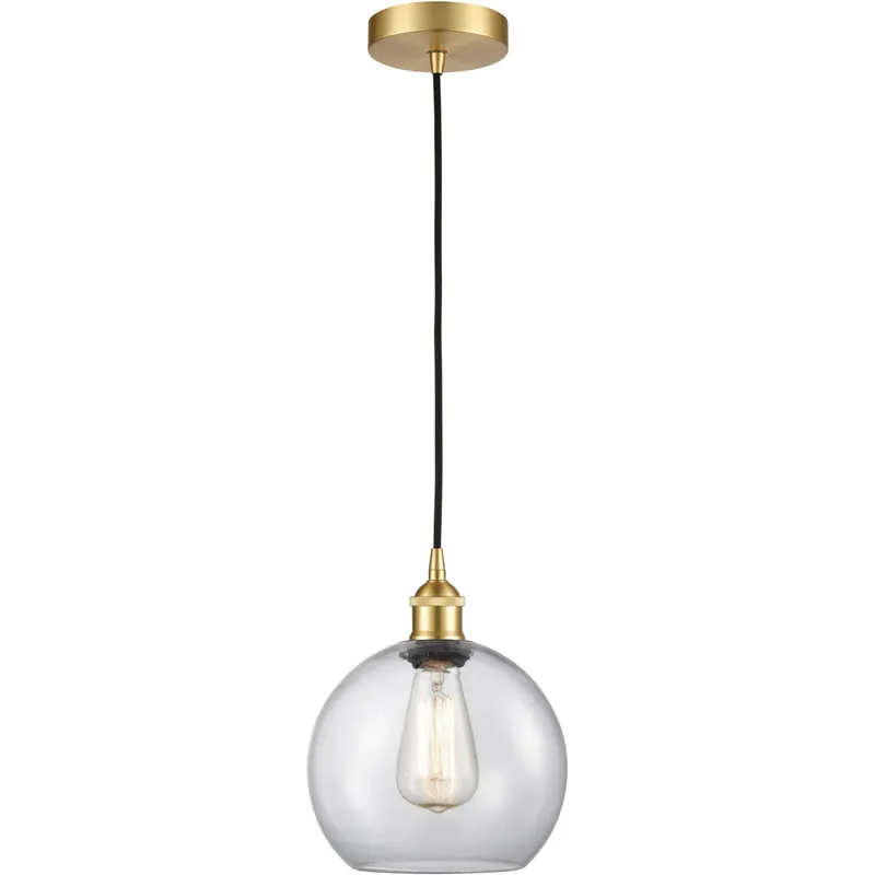 Edison Athens 1 Light 8 inch Satin Gold Mini Pendant Ceiling Light
