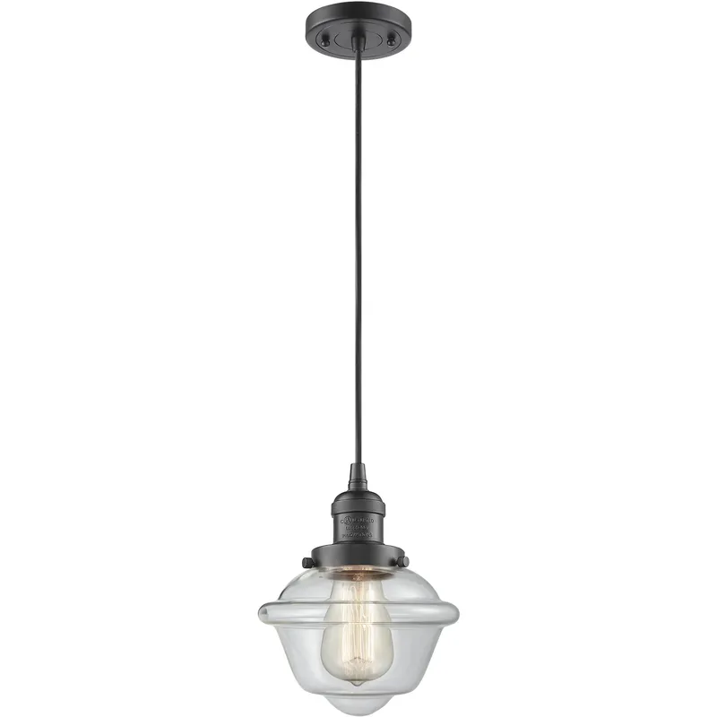 Franklin Restoration Oxford LED 7.5 inch Oil Rubbed Bronze Mini Pendant Ceiling Light in Clear, Franklin Restoration