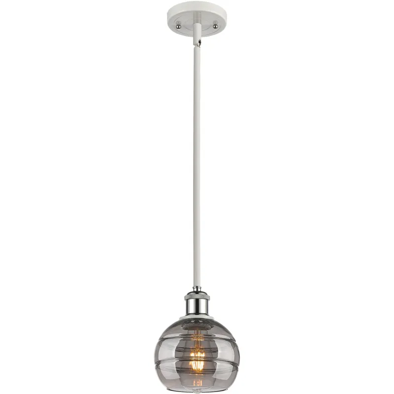Ballston Rochester 1 Light 5.88 inch White Polished Chrome Stem Hung Mini Pendant Ceiling Light