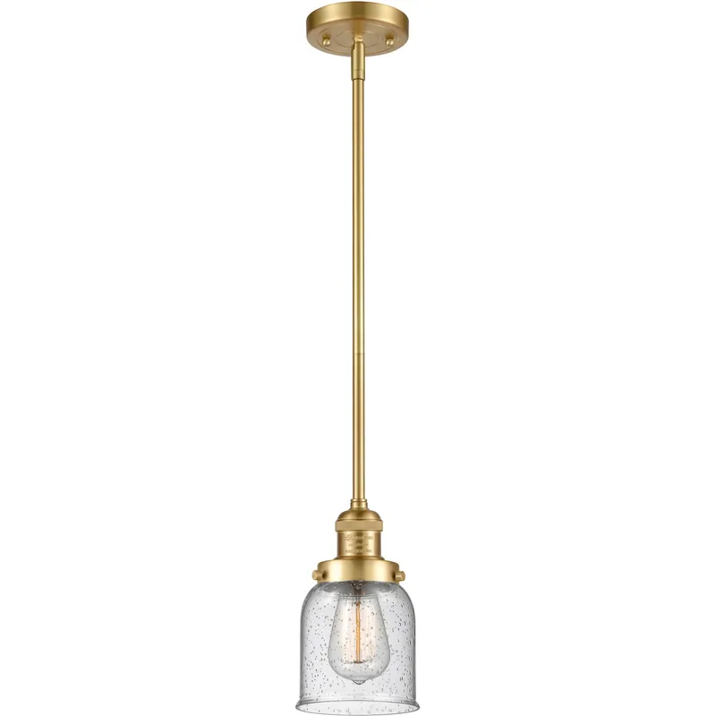 Franklin Restoration Bell LED 5 inch Satin Gold Mini Pendant Ceiling Light in Seedy, Franklin Restoration