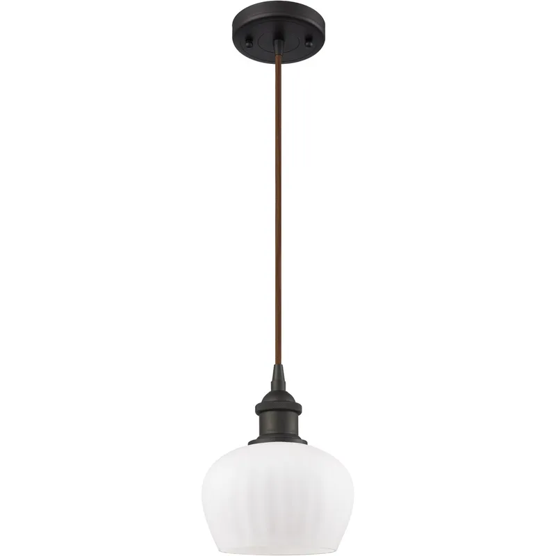 Ballston Fenton 1 Light 7 inch Oil Rubbed Bronze Mini Pendant Ceiling Light in Matte White Glass, Ballston