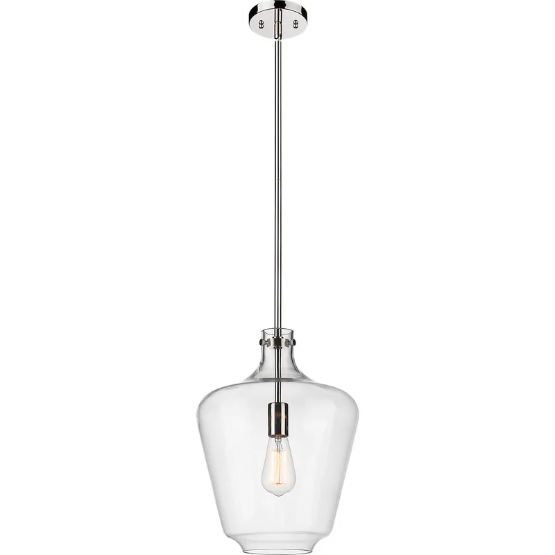 Norwalk 1 Light 12 inch Polished Nickel Mini Pendant Ceiling Light in Clear Glass