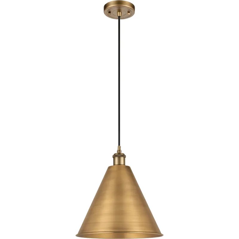 Ballston Cone LED 16 inch Brushed Brass Mini Pendant Ceiling Light