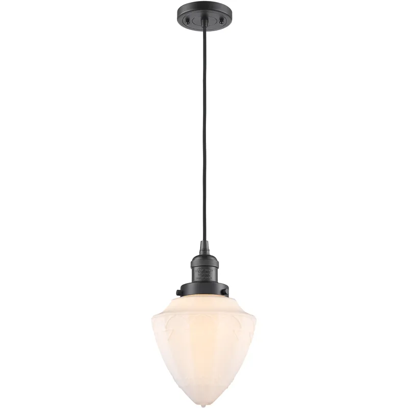 Franklin Restoration Bullet LED 7 inch Oil Rubbed Bronze Mini Pendant Ceiling Light in Matte White