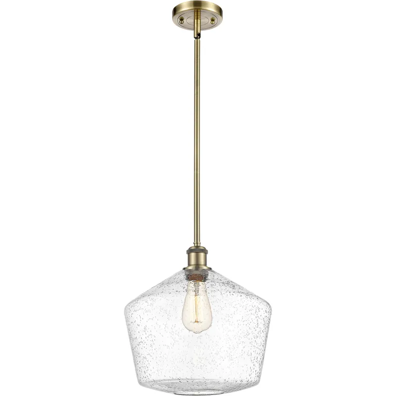 Ballston Cindyrella LED 12 inch Antique Brass Mini Pendant Ceiling Light in Seedy Glass