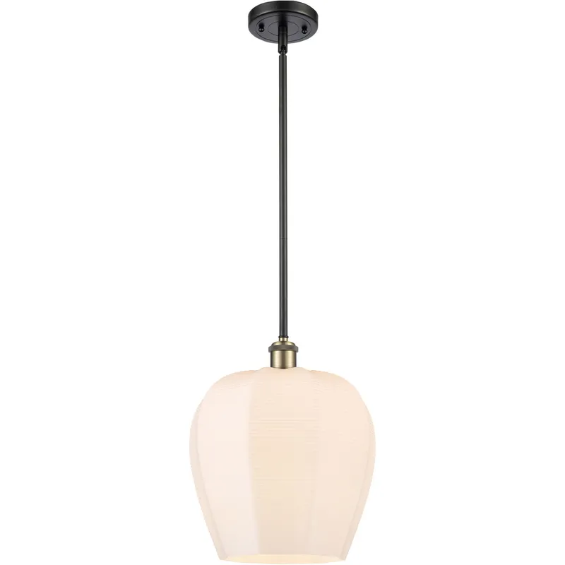 Ballston Norfolk 1 Light 11.75 inch Black Antique Brass Mini Pendant Ceiling Light in Matte White Glass