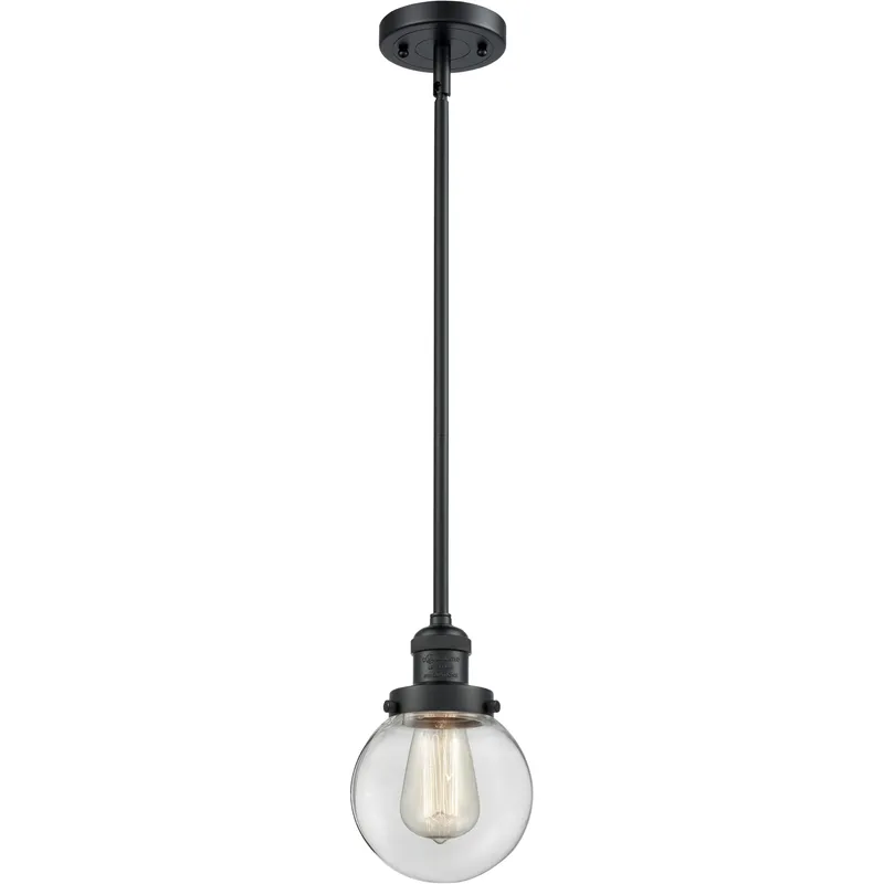 Franklin Restoration Beacon LED 6 inch Matte Black Mini Pendant Ceiling Light in Clear, Franklin Restoration