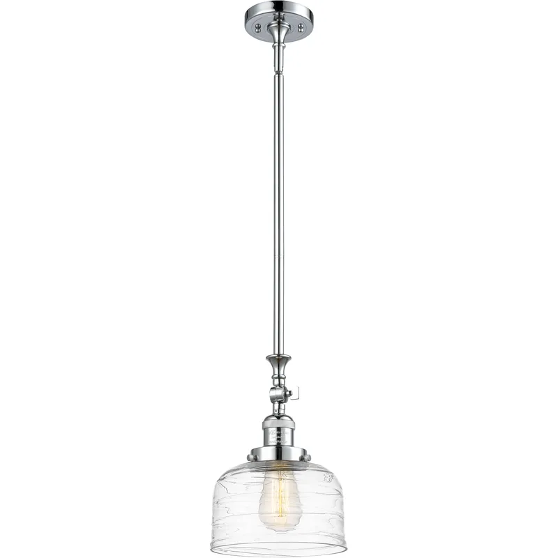 Franklin Restoration Bell 1 Light 8 inch Polished Chrome Mini Pendant Ceiling Light in Incandescent, Clear Deco Swirl