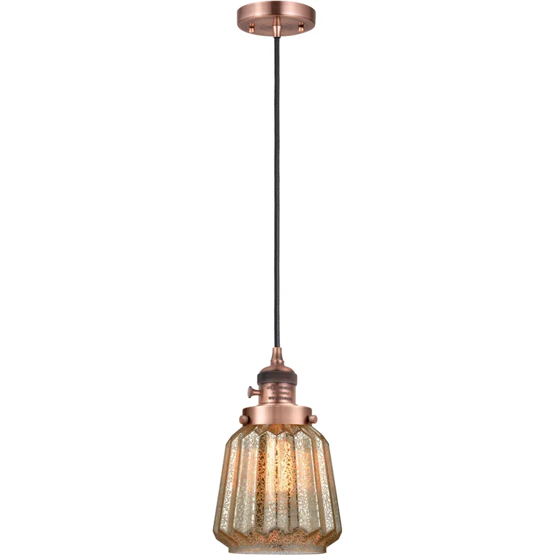 Franklin Restoration Chatham LED 6 inch Antique Copper Mini Pendant Ceiling Light in Mercury