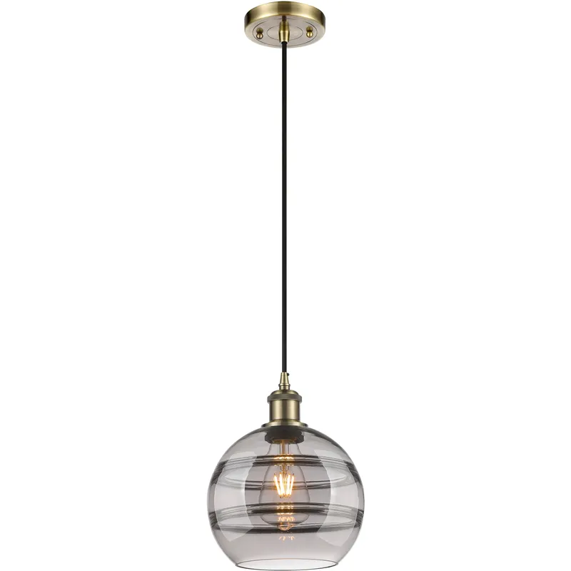 Ballston Rochester 1 Light 8 inch Antique Brass Cord Hung Mini Pendant Ceiling Light
