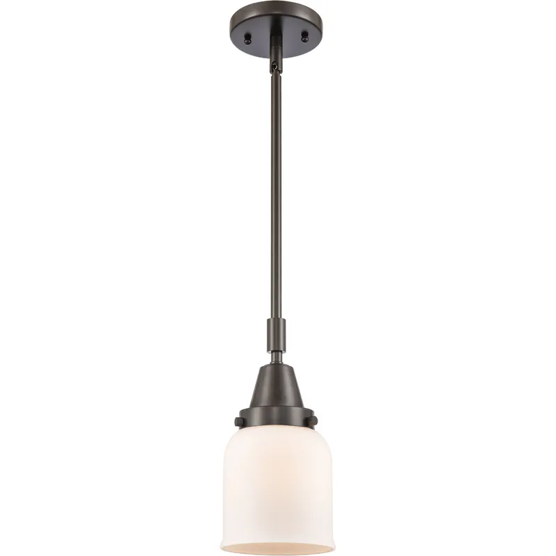 Franklin Restoration Small Bell LED 5 inch Oil Rubbed Bronze Mini Pendant Ceiling Light in Matte White Glass