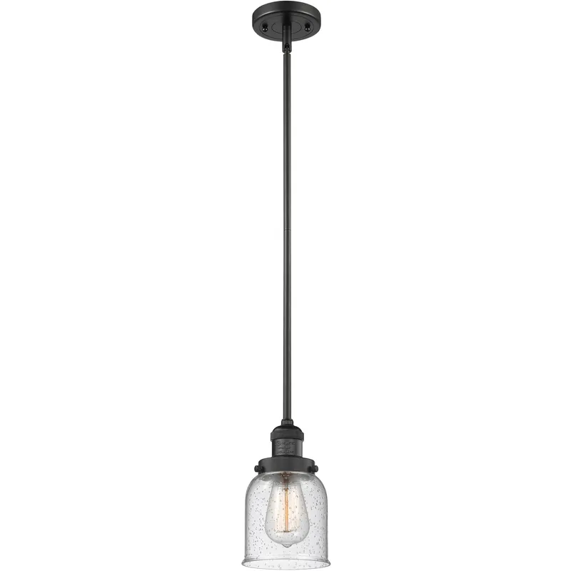Franklin Restoration Bell 1 Light 5 inch Matte Black Mini Pendant Ceiling Light in Incandescent, Seedy, Franklin Restoration