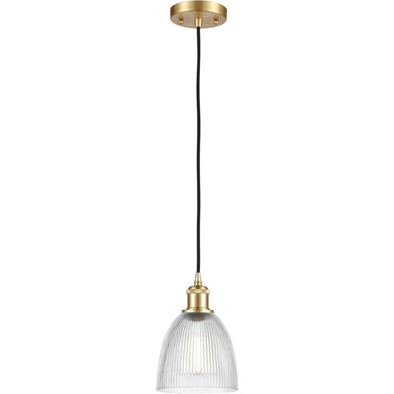 Ballston Castile 1 Light 6 inch Satin Gold Mini Pendant Ceiling Light in Clear Glass, Ballston