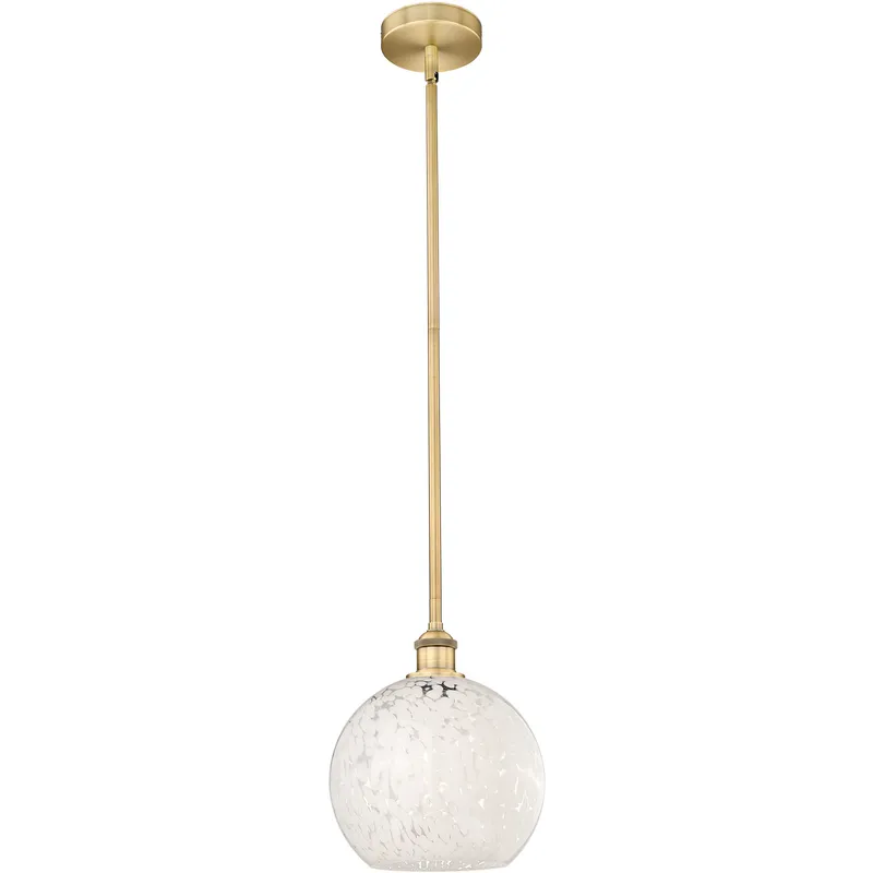 Edison White Mouchette 1 Light 10 inch Brushed Brass Stem Hung Mini Pendant Ceiling Light