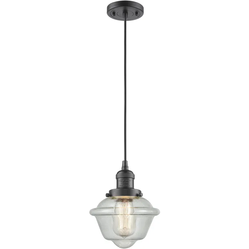 Franklin Restoration Oxford 1 Light 7.5 inch Oil Rubbed Bronze Mini Pendant Ceiling Light in Incandescent, Seedy, Franklin Restoration