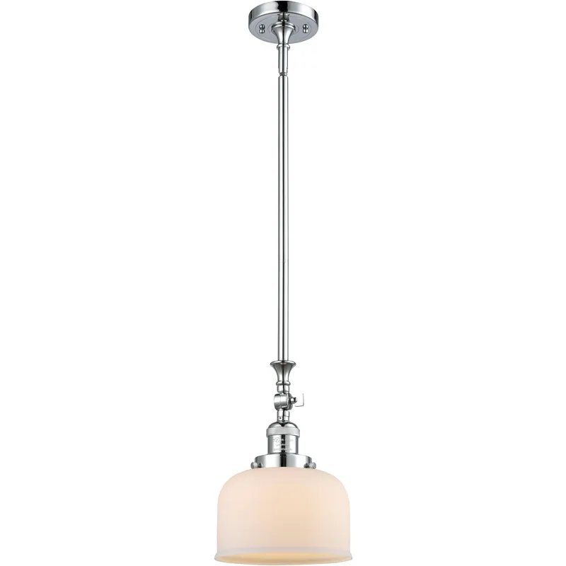 Franklin Restoration Bell LED 8 inch Polished Chrome Mini Pendant Ceiling Light in Matte White, Franklin Restoration