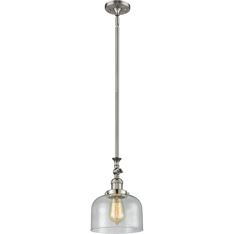 Franklin Restoration Bell LED 8 inch Brushed Satin Nickel Mini Pendant Ceiling Light in Seedy, Franklin Restoration