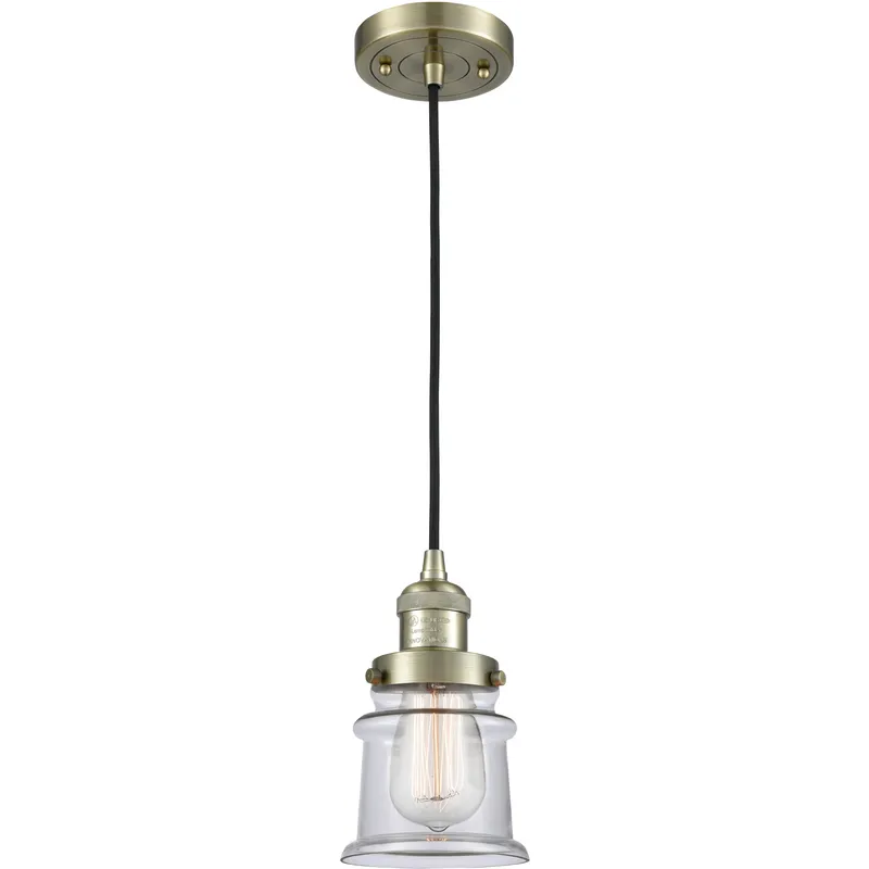 Franklin Restoration Canton 1 Light 6 inch Antique Brass Mini Pendant Ceiling Light in Incandescent, Clear, Franklin Restoration