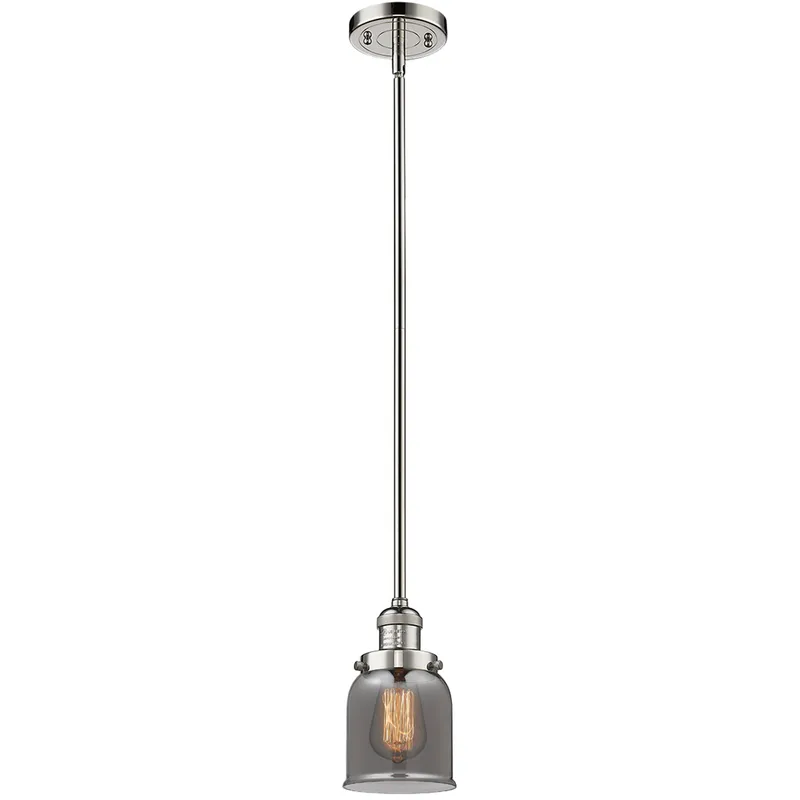 Franklin Restoration Bell 1 Light 5 inch Polished Nickel Mini Pendant Ceiling Light in Bulb Not Included, Light Smoke Glass, Franklin Restoration