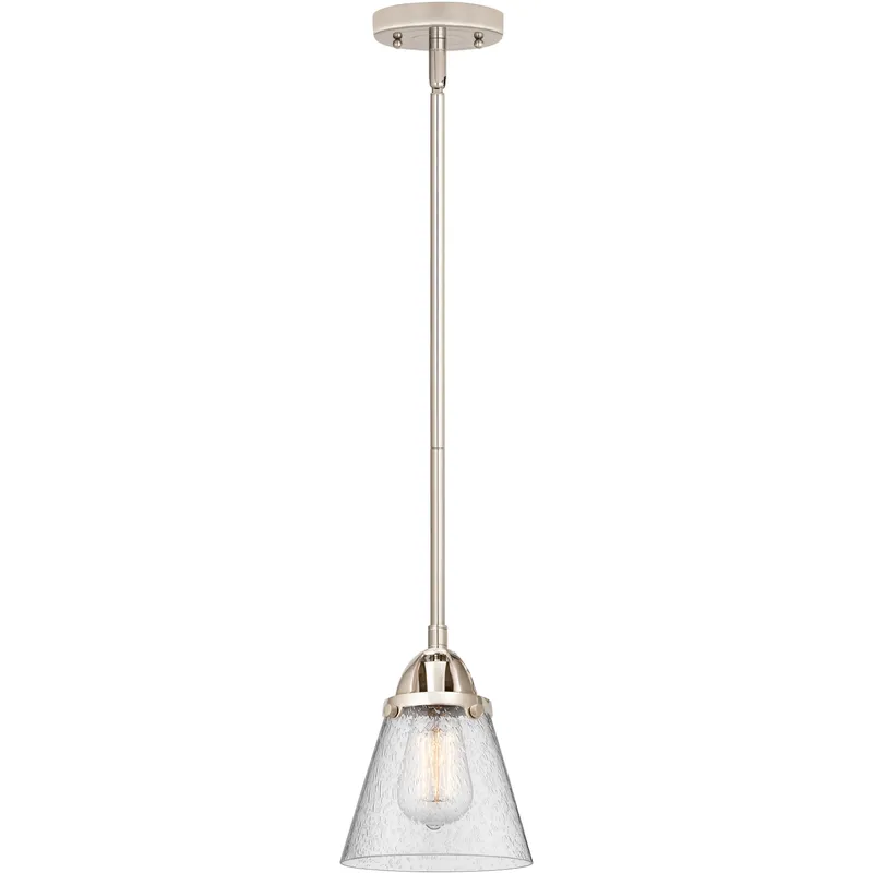 Nouveau 2 Cone 1 Light 6.25 inch Polished Nickel Mini Pendant Ceiling Light in Incandescent, Seedy