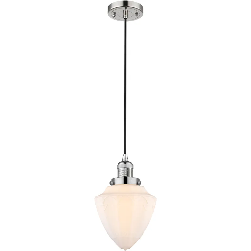 Franklin Restoration Bullet 1 Light 7 inch Polished Nickel Mini Pendant Ceiling Light in Incandescent, Matte White