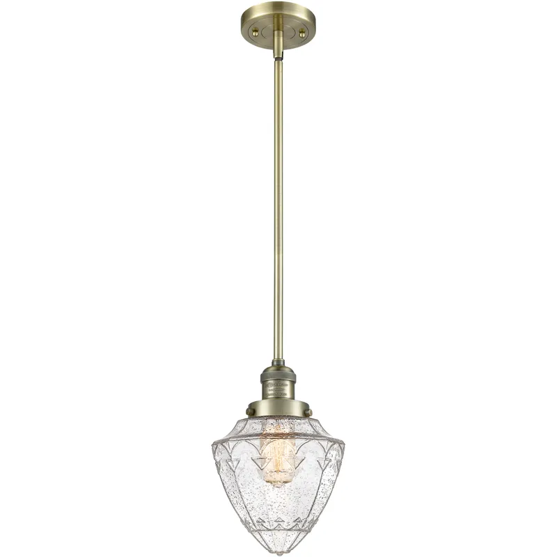 Franklin Restoration Bullet LED 7 inch Antique Brass Mini Pendant Ceiling Light in Seedy