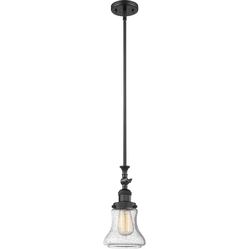 Franklin Restoration Bellmont 1 Light 7 inch Matte Black Mini Pendant Ceiling Light in Seedy Glass, Franklin Restoration