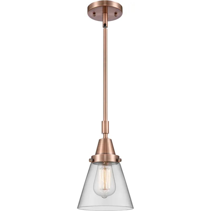Franklin Restoration Small Cone LED 6 inch Antique Copper Mini Pendant Ceiling Light in Clear Glass