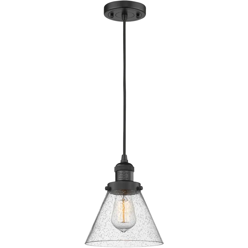 Franklin Restoration Cone LED 8 inch Matte Black Mini Pendant Ceiling Light in Seedy, Franklin Restoration