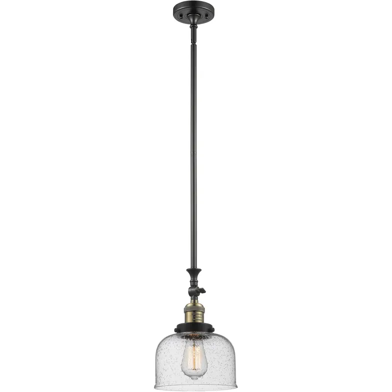 Franklin Restoration Bell 1 Light 8 inch Black Antique Brass Mini Pendant Ceiling Light in Incandescent, Seedy, Franklin Restoration