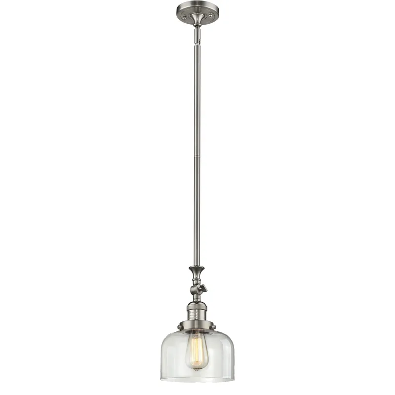 Franklin Restoration Bell 1 Light 8 inch Brushed Satin Nickel Mini Pendant Ceiling Light in Incandescent, Clear, Franklin Restoration