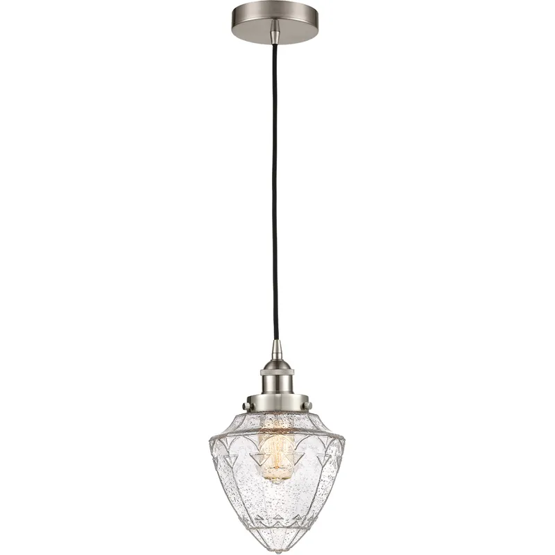 Edison Bullet LED 8 inch Brushed Satin Nickel Mini Pendant Ceiling Light