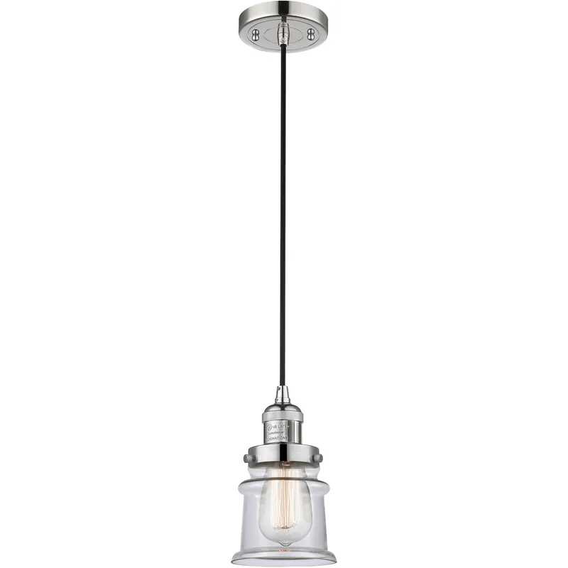 Franklin Restoration Canton 1 Light 6 inch Polished Nickel Mini Pendant Ceiling Light in Incandescent, Clear, Franklin Restoration