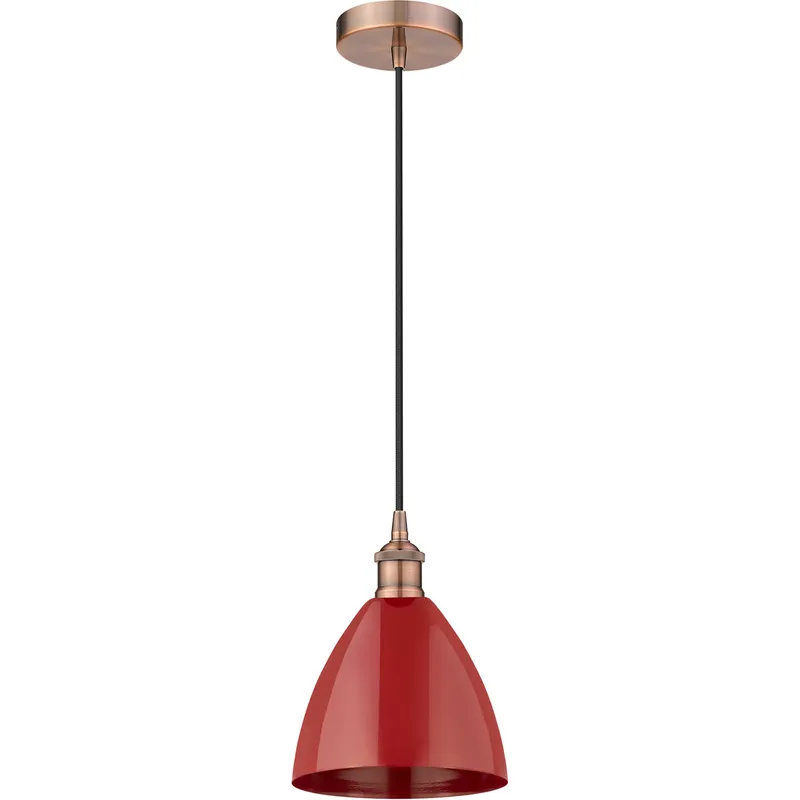 Edison Plymouth Dome LED 8 inch Antique Copper Mini Pendant Ceiling Light