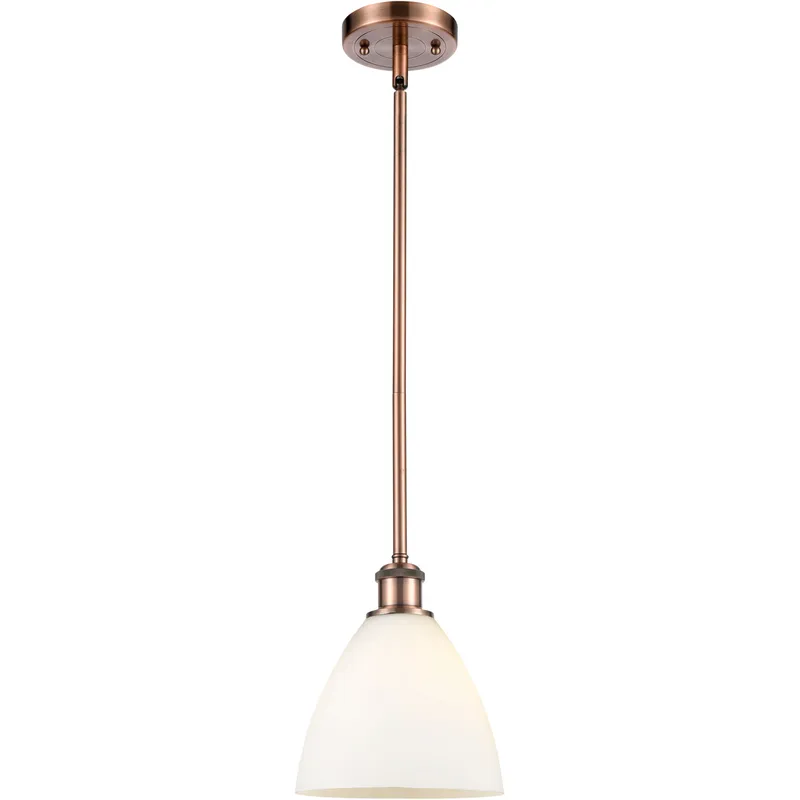 Ballston Dome LED 7.5 inch Antique Copper Mini Pendant Ceiling Light in Matte White Glass