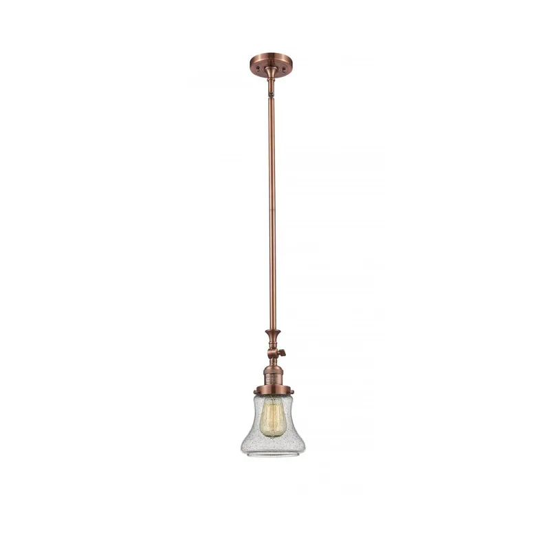 Franklin Restoration Bellmont 1 Light 7 inch Antique Copper Mini Pendant Ceiling Light in Seedy Glass, Franklin Restoration