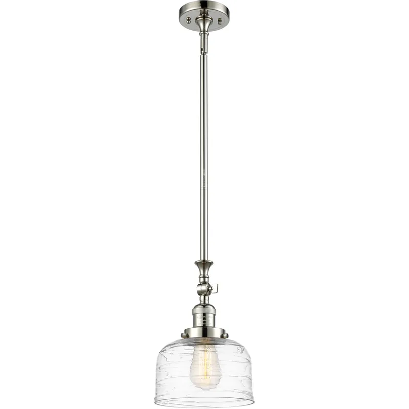 Franklin Restoration Bell 1 Light 8 inch Polished Nickel Mini Pendant Ceiling Light in Incandescent, Clear Deco Swirl