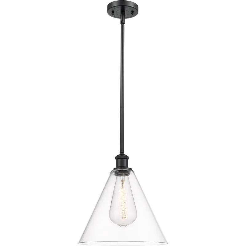 Ballston Cone 1 Light 12 inch Matte Black Mini Pendant Ceiling Light in Clear Glass