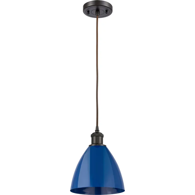 Ballston Plymouth Dome 1 Light 8 inch Oil Rubbed Bronze Mini Pendant Ceiling Light in Matte Blue